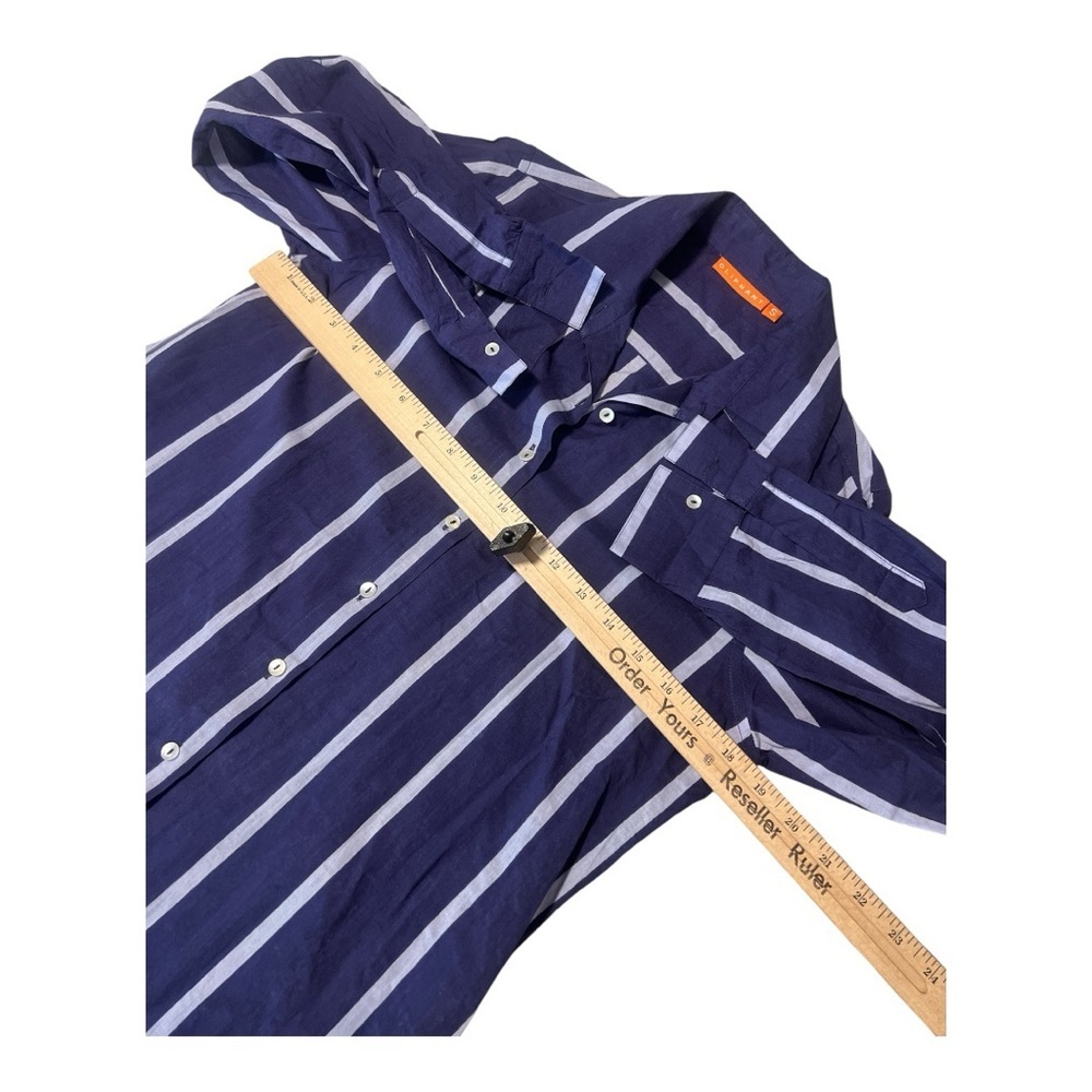 Oliphant Blue Striped Button Down Long Sleeve Top Size Small Nautical Beach GH1 - Picture 4 of 6